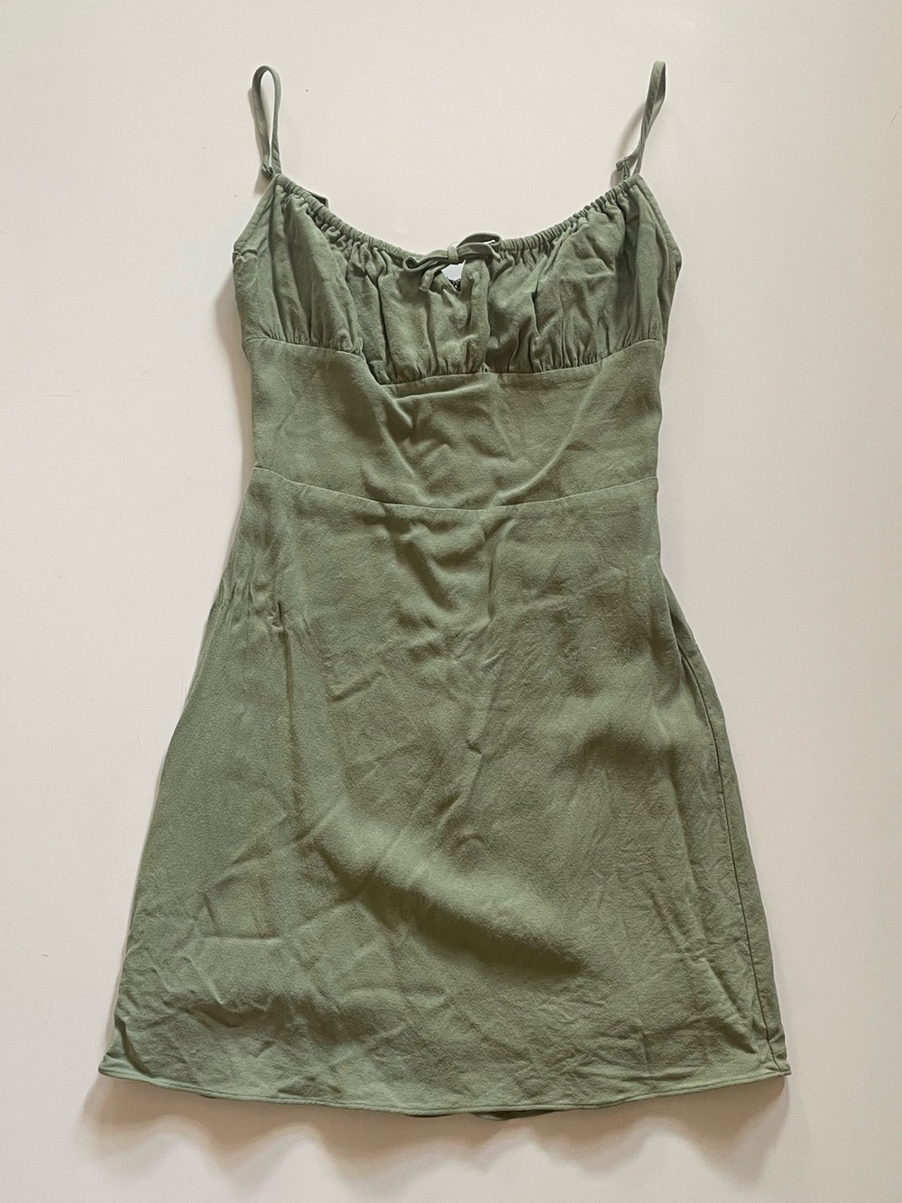 Aritzia Sunday Best Olive Green Spaghetti-Strap Mini Dress